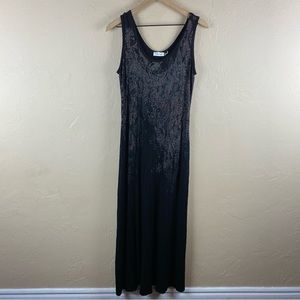 Calvin Klein Black Snakeskin Maxi Dress Sleeveless Tank Sundress Size 8